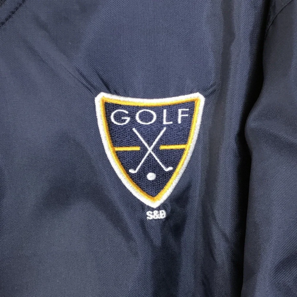 Steve & Barry's Golf Lined Windbreaker Sweatshirt Jacket Mens M Navy Gold S&B
